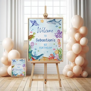 Editable Under the Sea Birthday Welcome Sign Template (Digital Download)