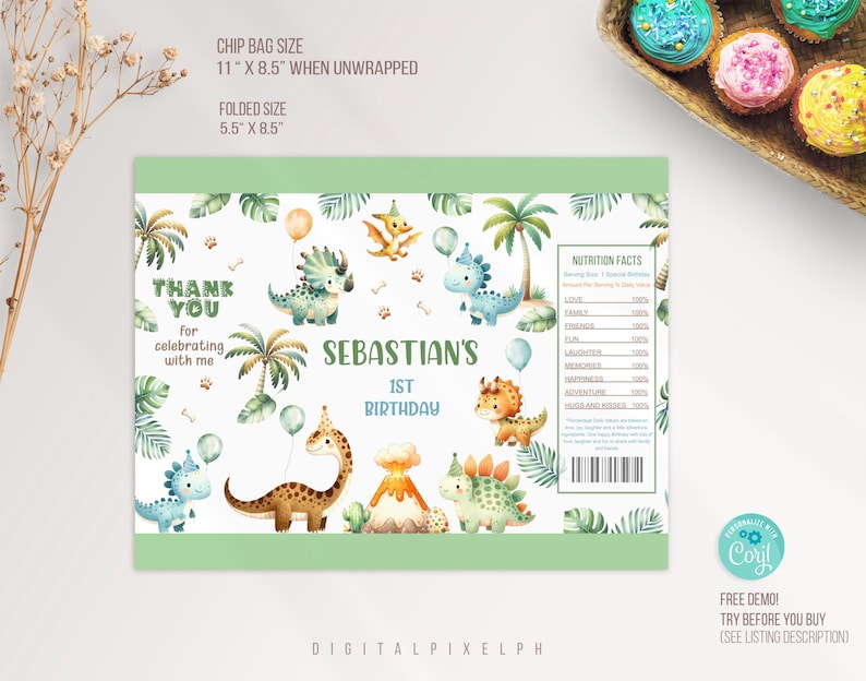 Editable Dinosaur Birthday Chip Bag Wrapper digital Download Etsy editable-dinosaur-birthday-chip-bag-wrapper-digital-download-etsy