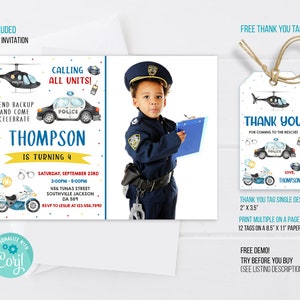 EDITABLE Police Invitation, Police Officer Invite, Policeman Invitation ...