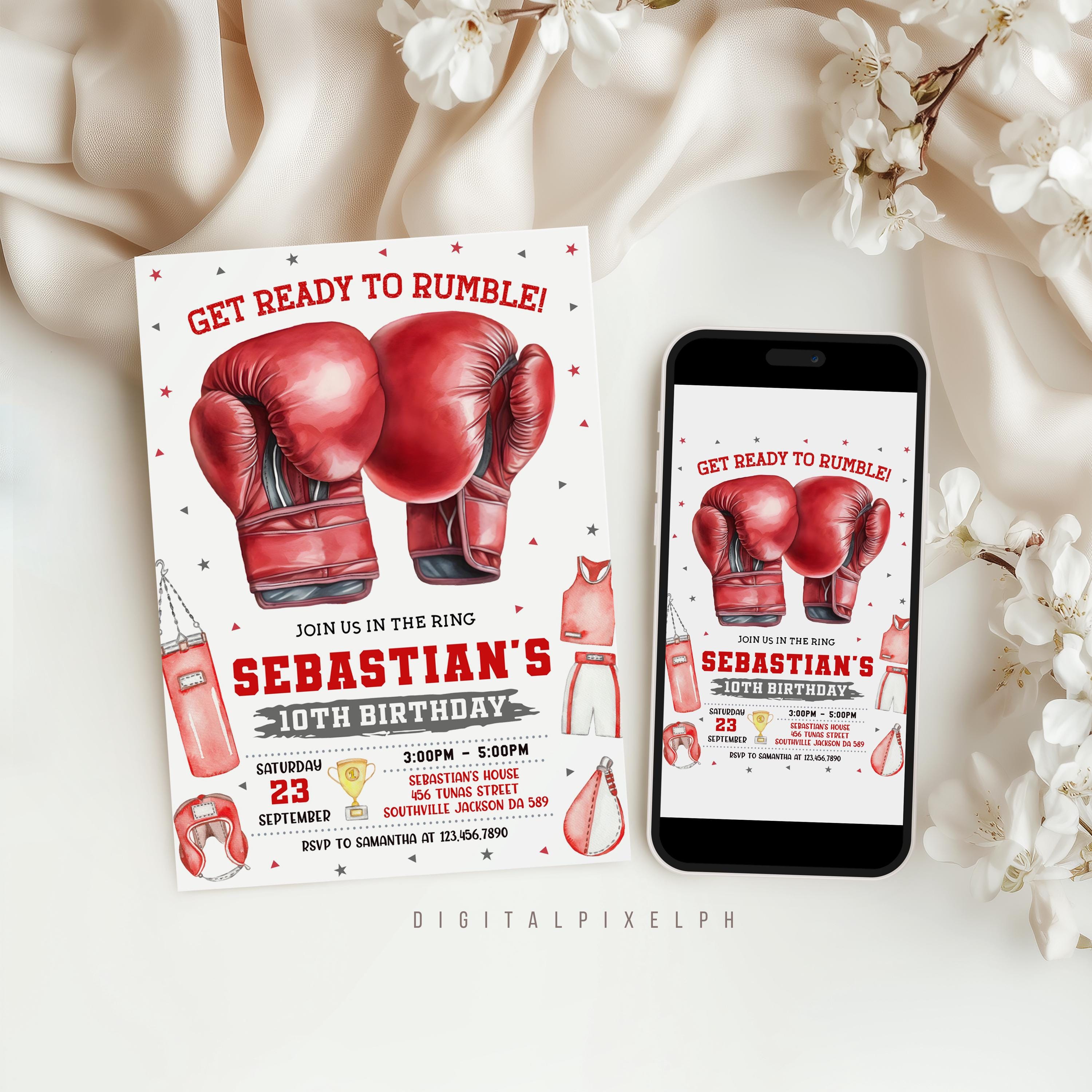 Editable Boxing Birthday Invitation Template (digital Download) - Etsy