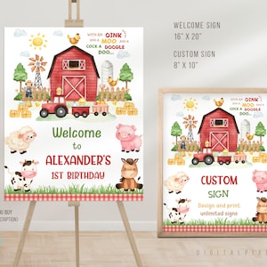 Editable Farm Birthday Welcome Sign Template, Farm Birthday Custom Sign Template, Farm Welcome Sign, Farm Custom Sign, DPH