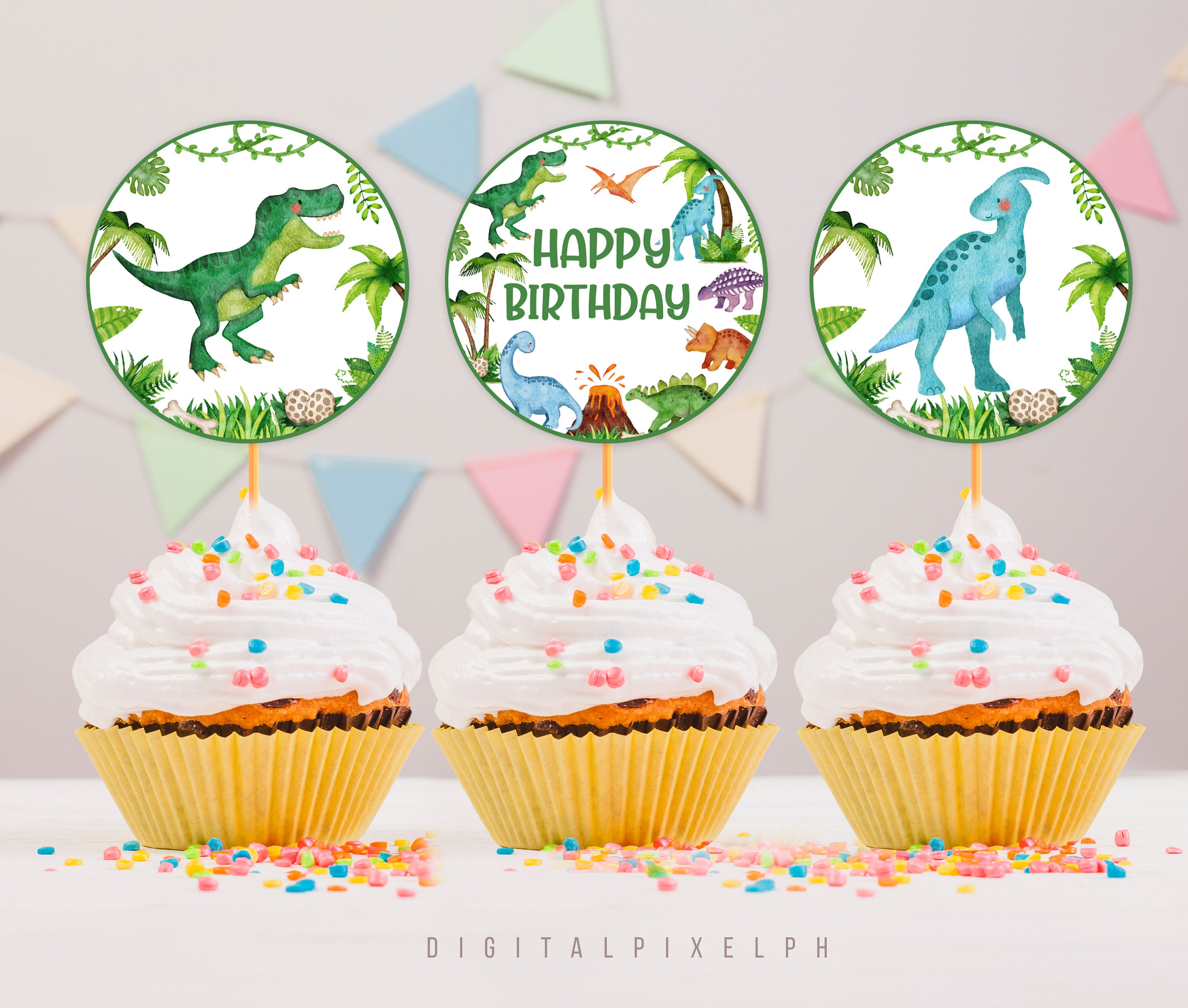 Dinosaur Cupcake Toppers – Fun Party Decorations For Kids (12-Pack, Multicolor) - View #8