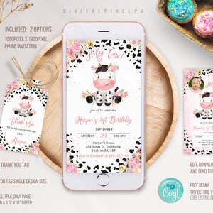 Editable Holy Cow Phone Birthday Invitation Template, Holy Cow Electronic Invitation, Holy Cow Birthday Invitation, DPPH6