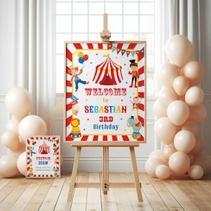 Sjabloon circus welkomstbord, aangepast circusbord, welkomstbord carnaval, thema carnaval (digitale download)