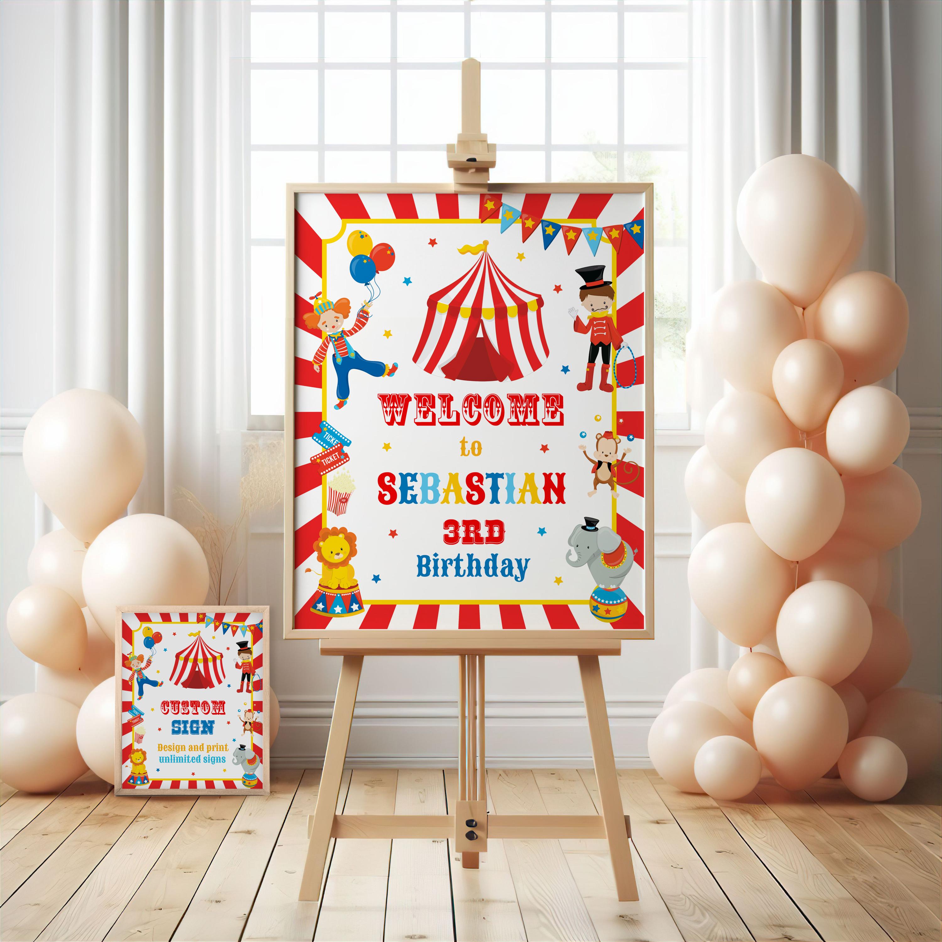 Circus Welcome Sign Template, Circus Custom Sign, Carnival Welcome