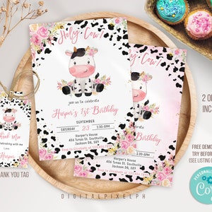 Editable Holy Cow Birthday Invitation Template, Holy Cow Birthday Invitation, Holy Cow invitation, Cow Invitation, DPPH6