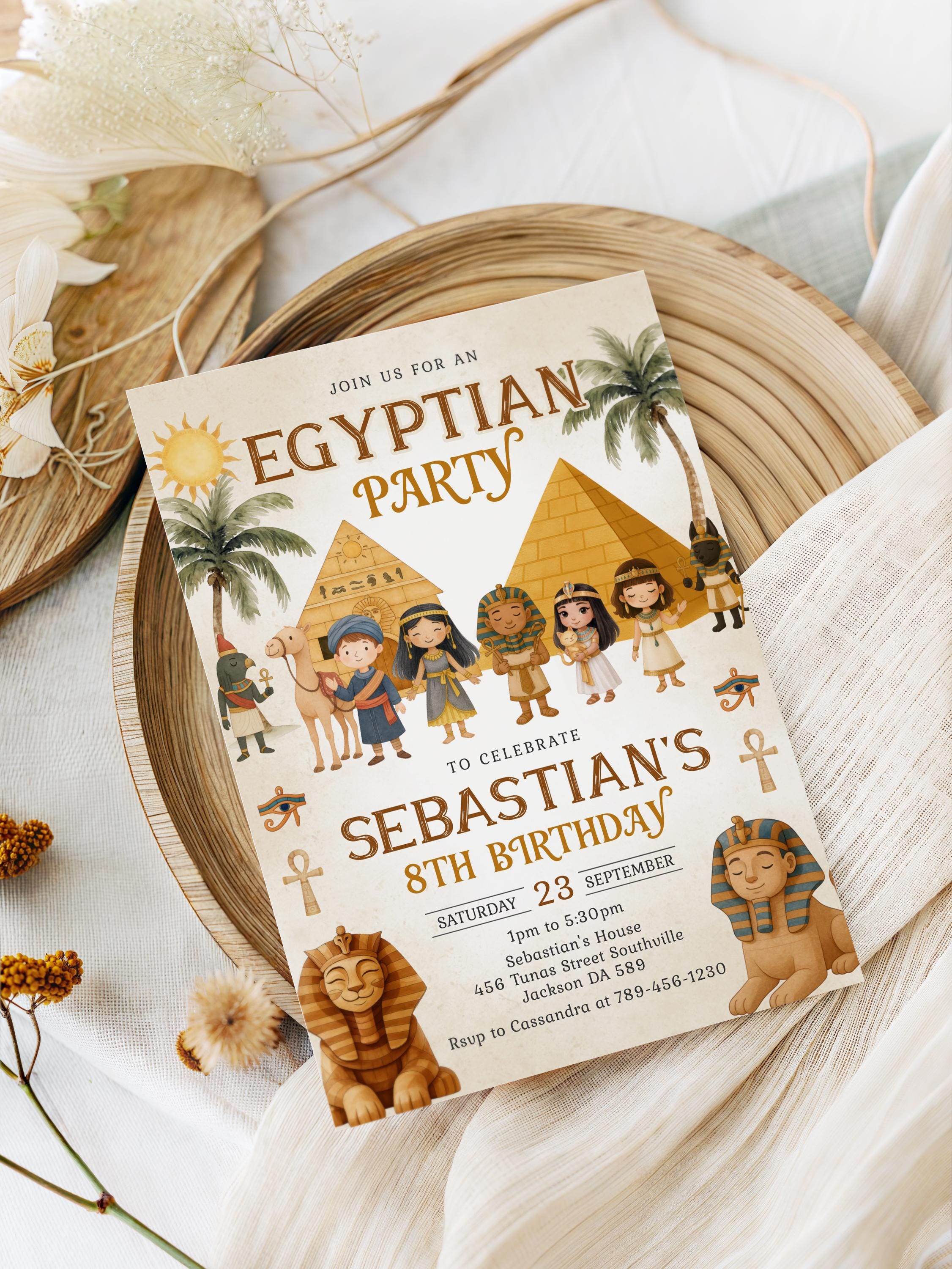 Ancient Egypt Birthday Invitation Template, Egyptian Birthday ...