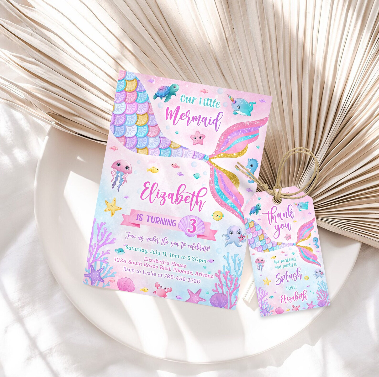 Mermaid Birthday Invitation Template Printable Mermaid - Etsy