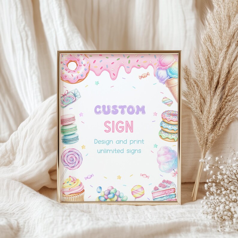 Sweets Inside Sign Sweets Birthday Welcome Sign Template, Sweets Candy Custom Sign ...