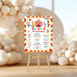 Póster de cumpleaños con temática de circo, tema de carnaval (descarga digital)
