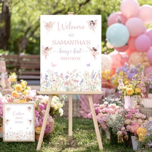Fairy Birthday Welcome Sign Template, Editable Party Decor (Digital Download)