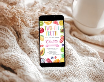 Editable Twotti Frutti Birthday Phone Invitation Template