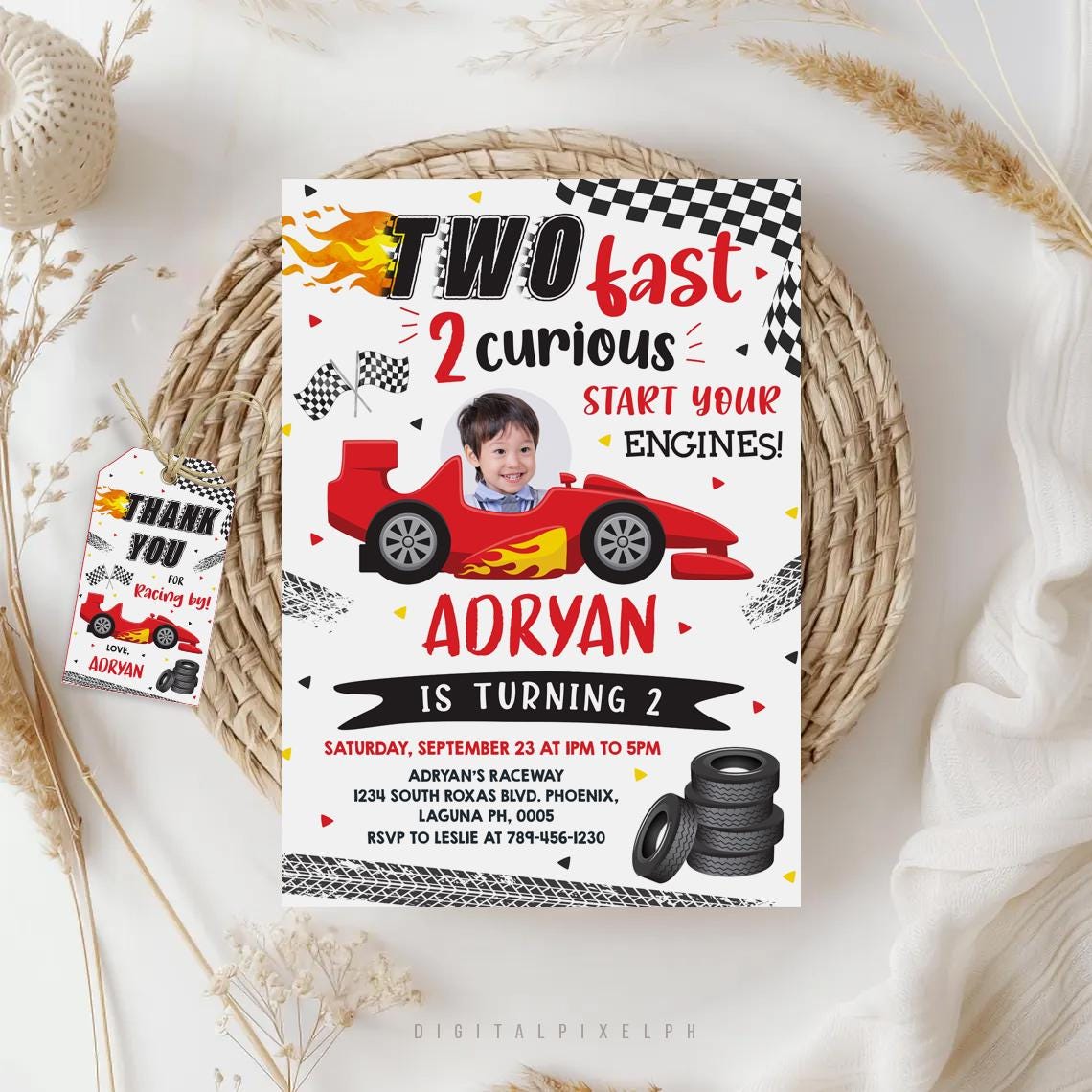 Racing Car Birthday Invitation Template (digital Download) - Etsy