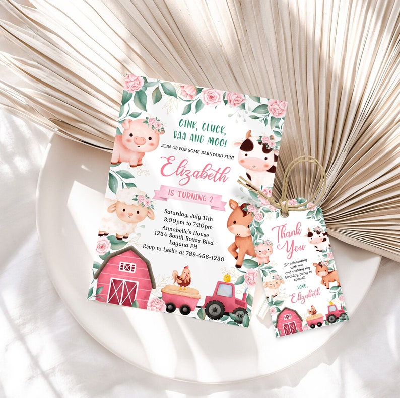 Farm Birthday Party Invitation Template Farm Animals Birthday Etsy