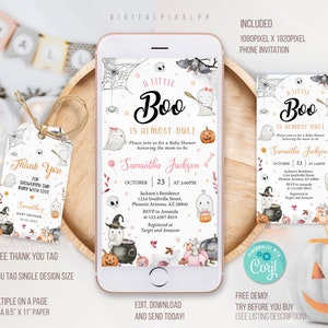 Editable Halloween baby shower Electronic Invitation Template, Halloween baby shower Phone Invitation, Halloween baby shower Invitation, DPH