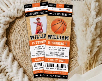 Basketball Ticket Birthday Invitation, Editable Template (Digital Download)