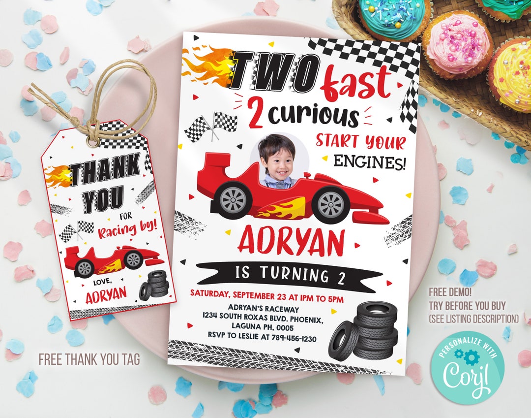 Racing Car Invitation Race Car Birthday Invitation Racing Etsy