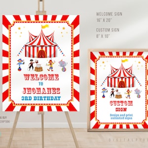 Editable Circus Welcome Sign Template, Circus Birthday Custom Sign Template, Carnival Welcome Sign, Carnival Custom Sign