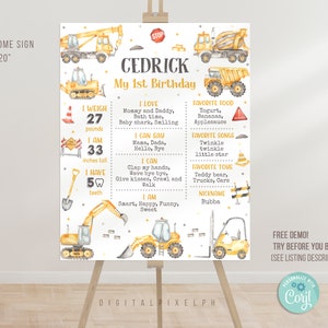 Plantilla de póster de hito de cumpleaños de construcción editable, póster de hito de construcción, póster de tablero de hito de construcción