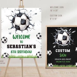 Editable Soccer Birthday Party Welcome Sign Template, Soccer Birthday Party Custom Sign Template, Soccer Welcome Sign, Soccer Sign, DPH