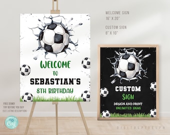Editable Soccer Birthday Party Welcome Sign Template, Soccer Birthday Party Custom Sign Template, Soccer Welcome Sign, Soccer Custom Sign