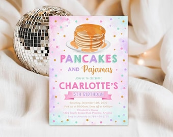 Pancakes and Pajamas Birthday Invitation (Digital Download)