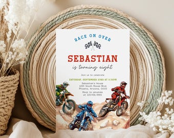 Dirt Bike Birthday Invitation Template, Motocross Birthday Invitation, Motorcycle Invitation, Racing Birthday Invitation