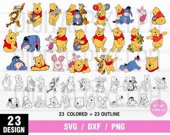 Winnie The Pooh SVG Bundle Cricut Cut File Instant Download Digital Nursery Designs