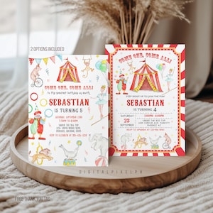 Editable Carnival Birthday Invitation, Circus Theme (Digital Download)