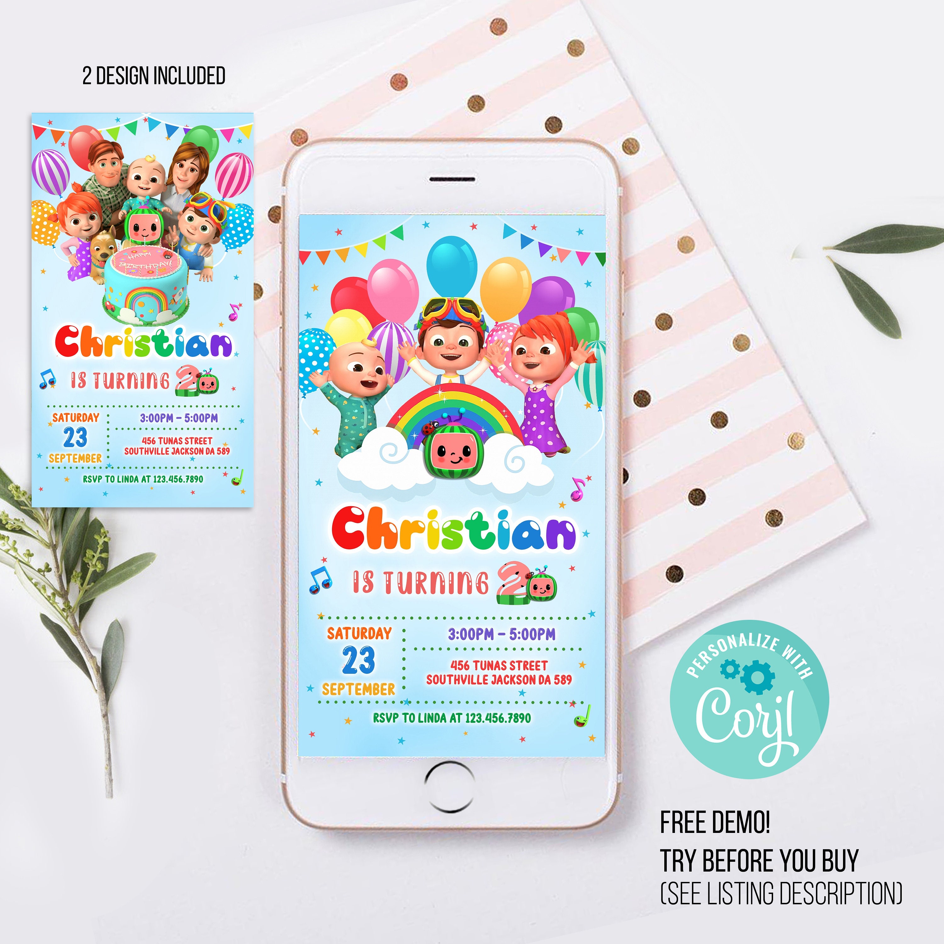 Kids Phone Birthday Invitation Template, Kids Phone Birthday Invitati…