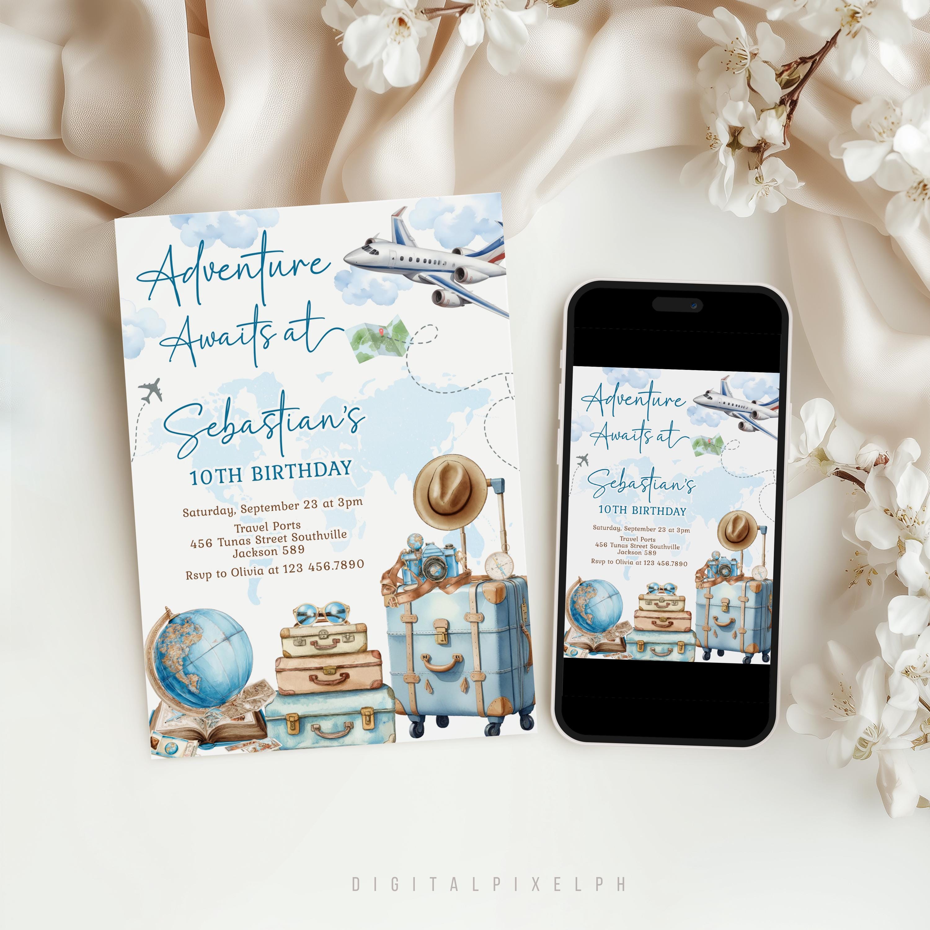 Adventure Awaits Birthday Invitation, Adventure Birthday Invitation ...