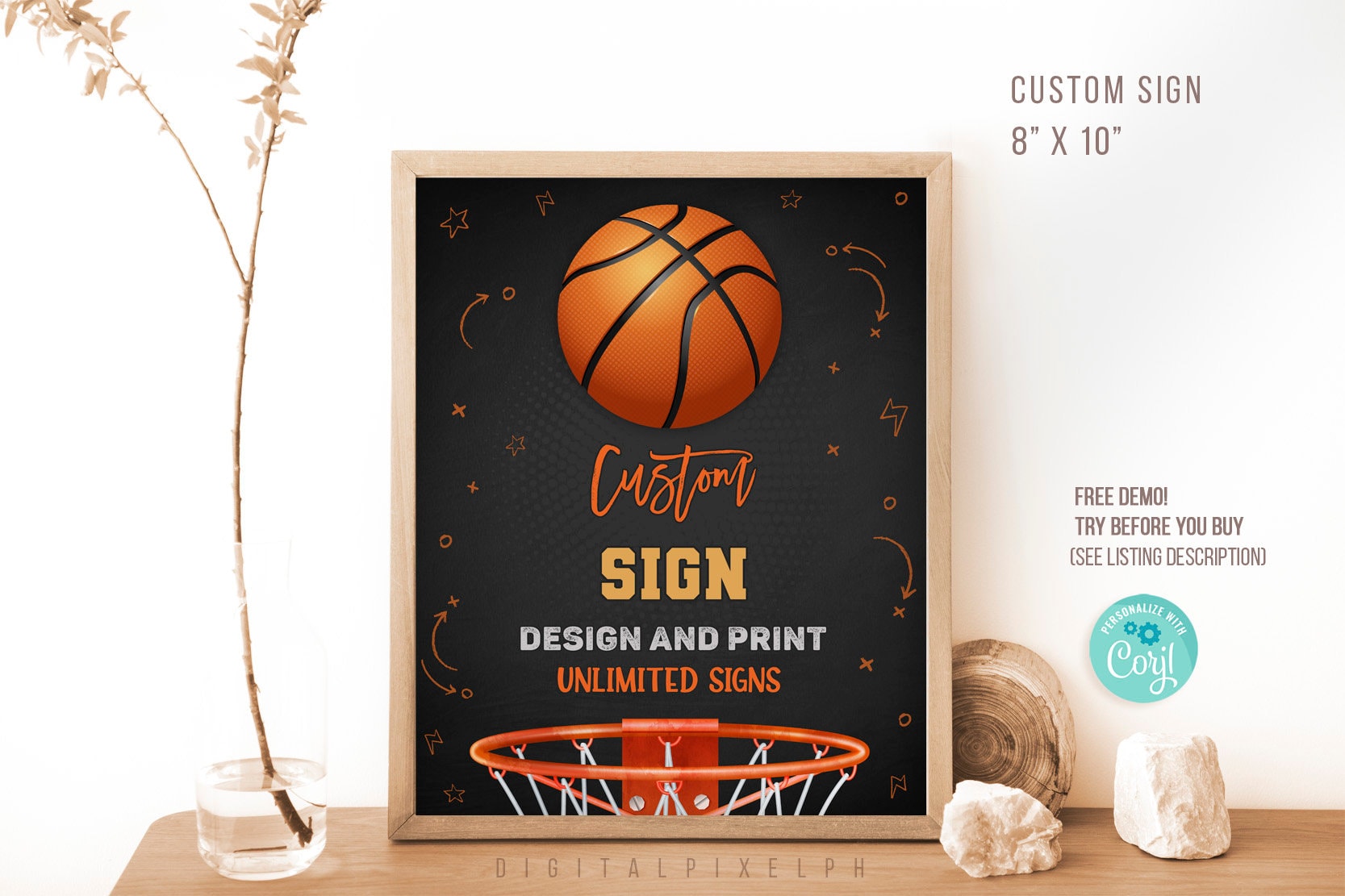 Basketball Birthday Welcome Sign Template, Basketball Custom Sign ...