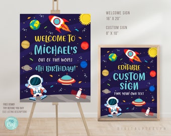 Editable Outer Space Welcome Sign Template, Outer Space Custom Sign Template, Outer Space Sign Template