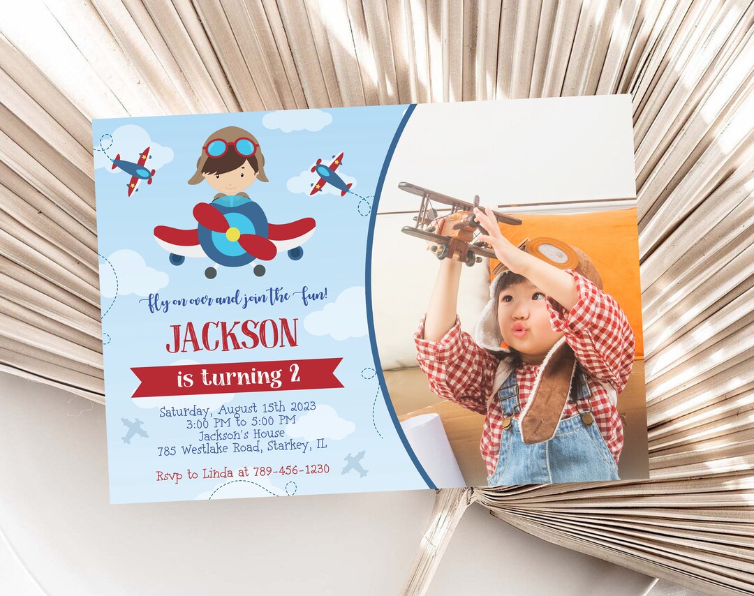 Airplane Birthday Invitation Template Airplane Invitation - Etsy