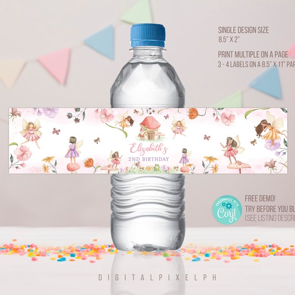 Editable Fairy Water Bottle Label, Fairy Label, Fairy Water Bottle Label, Fairy bottle Label