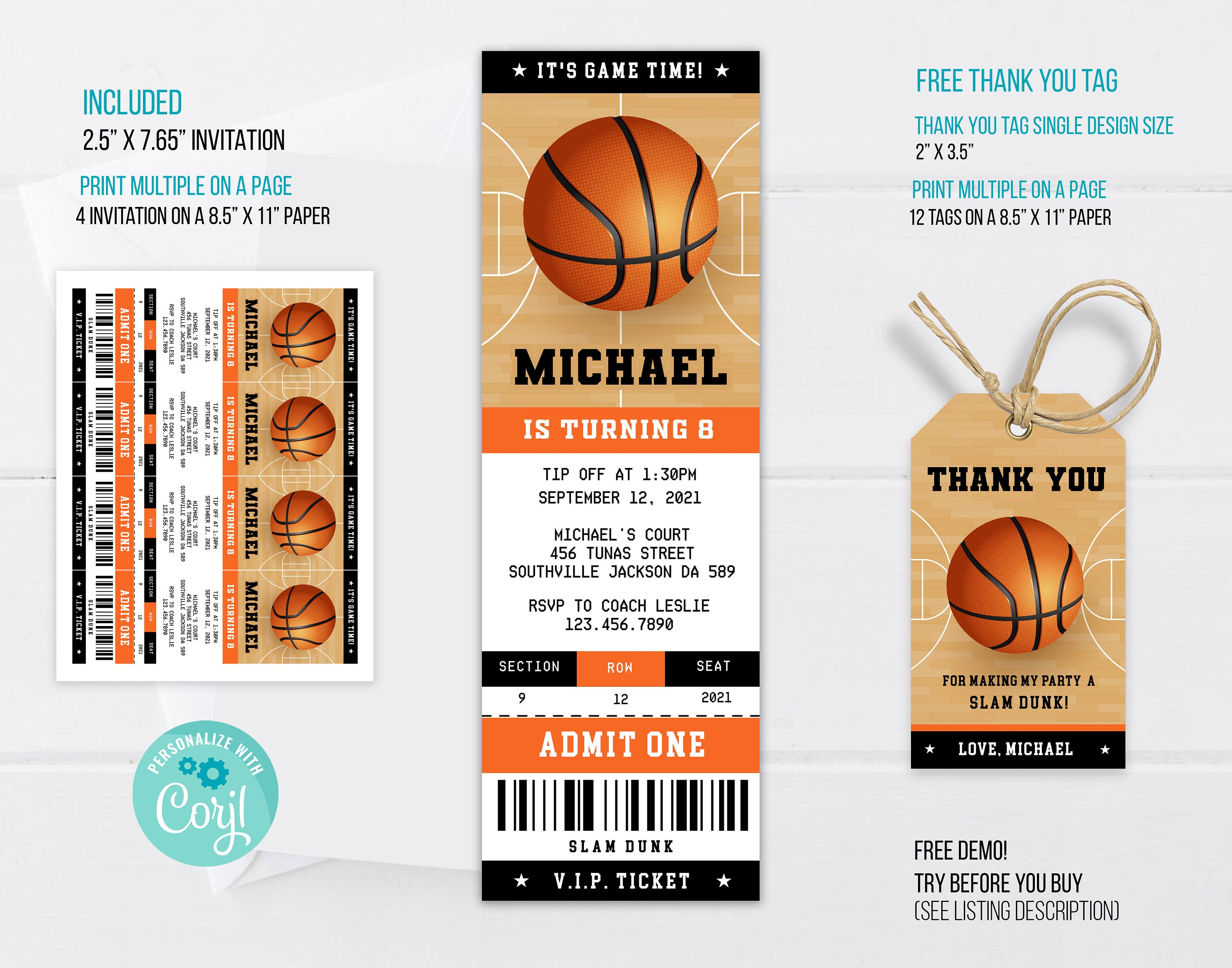 Carte Anniversaire Basket Gratuite à Imprimer Invitation d'anniversaire de billet de basket-ball - Etsy France