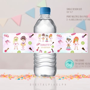 Editable Spa Party Water Bottle Label, Spa Party Label, Spa Party Water Bottle Label, Spa Party bottle Label, DPH