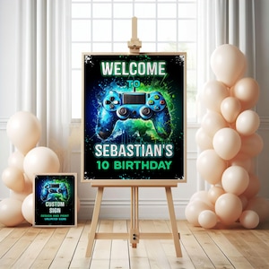 Video Game Birthday Welcome Sign Template, Video Game Custom Sign (Digital Download)