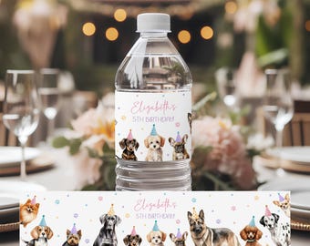 Editable Puppy Water Bottle Label, Dog Water Bottle Label  (Digital Download)