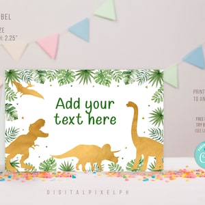 Editable Dinosaur Food Label, Dinosaur Birthday Party Food Tent Cards, Dinosaur Food Tent Label