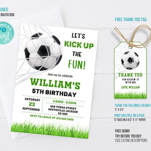 Editable Soccer Birthday Invitation Template, Soccer Birthday Invitation, Soccer Invitation Template image 4