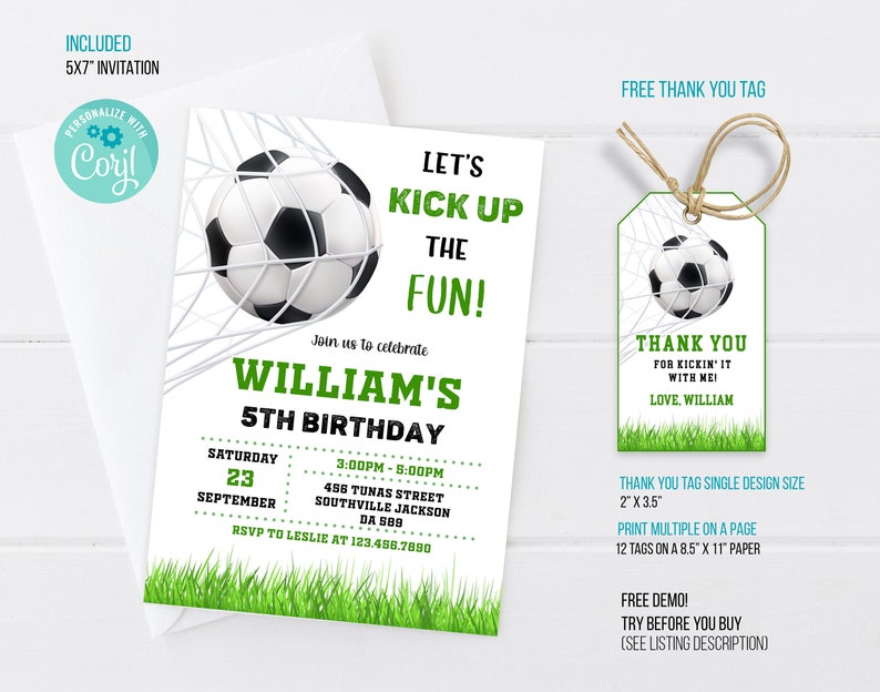 Editable Soccer Birthday Invitation Template, Soccer Birthday Invitation, Soccer Invitation Template image 4