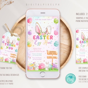 Editable Easter Egg Hunt Electronic Invitation Template, Easter Egg Hunt Phone Invitation, Easter Egg Hunt Invitation, Easter Egg Invite