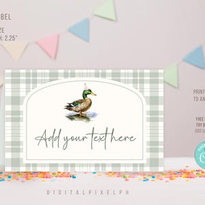 Editable Mallard Duck Food Label, Mallard Duck Food Tent Cards, Mallard Duck Food Tent Label, Mallard Duck Labels, DPH