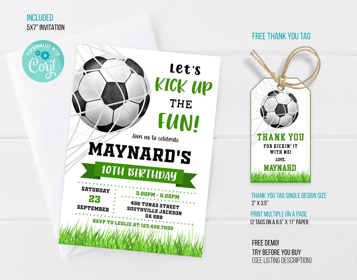 Soccer Birthday Invitation Template Soccer Invitation Soccer - Etsy