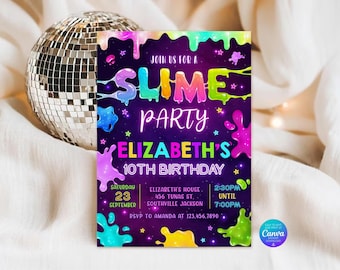 Slime Birthday Invitation Template (Digital Download)