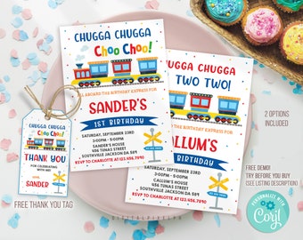 Editable Train Birthday Invitation Template, Toy Train Invitation, Train Birthday Invitation