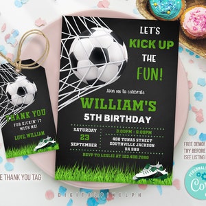 Editable Soccer Birthday Invitation Template, Soccer Birthday Invitation, Soccer Invitation Template image 3