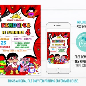Ryan's World Birthday Invitation Template Printable | Etsy