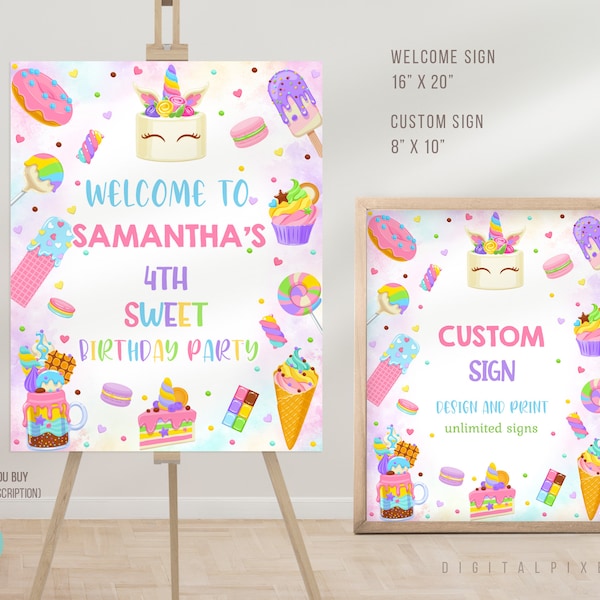 Editable Sweets Candy Welcome Sign Template, Sweets Birthday Custom Sign Template, Sweets Welcome Sign, Candy Custom Sign Candy Welcome Sign